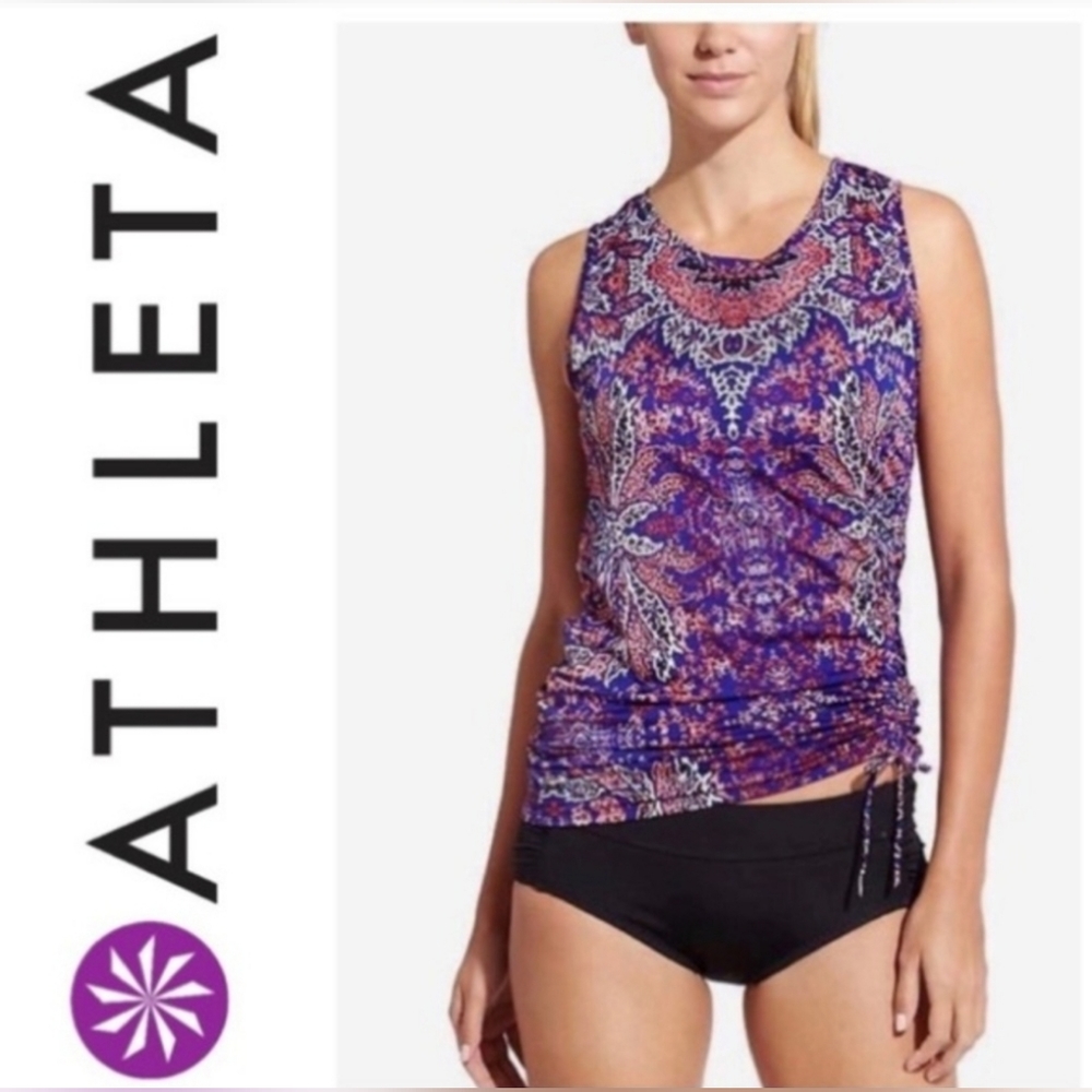 Athleta Swim | Athleta Aqualuxe Rash-Guard Small Top Paradise Print